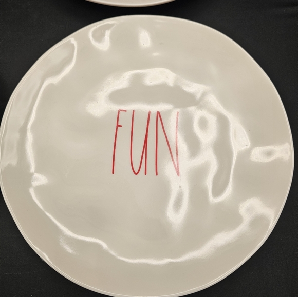 Rae Dunn PARTY & FUN Plates Red Writing - Picture 2 of 8